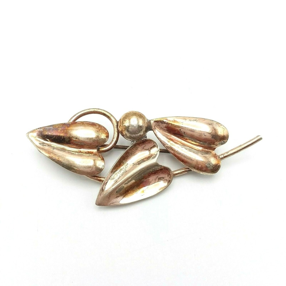 Vintage Sterling Silver Abstract Leaves Brooch Mid Century Modern Brooch